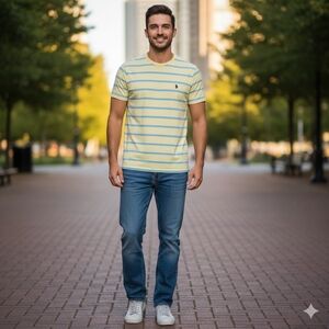 U.S. Polo Assn. Yellow and Blue Striped Tee